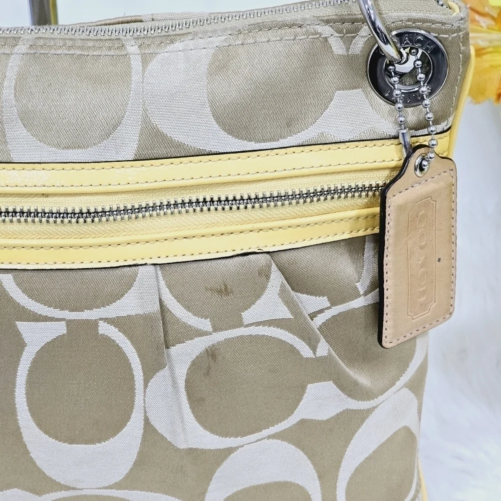 Coach yellow and tan satchel bag